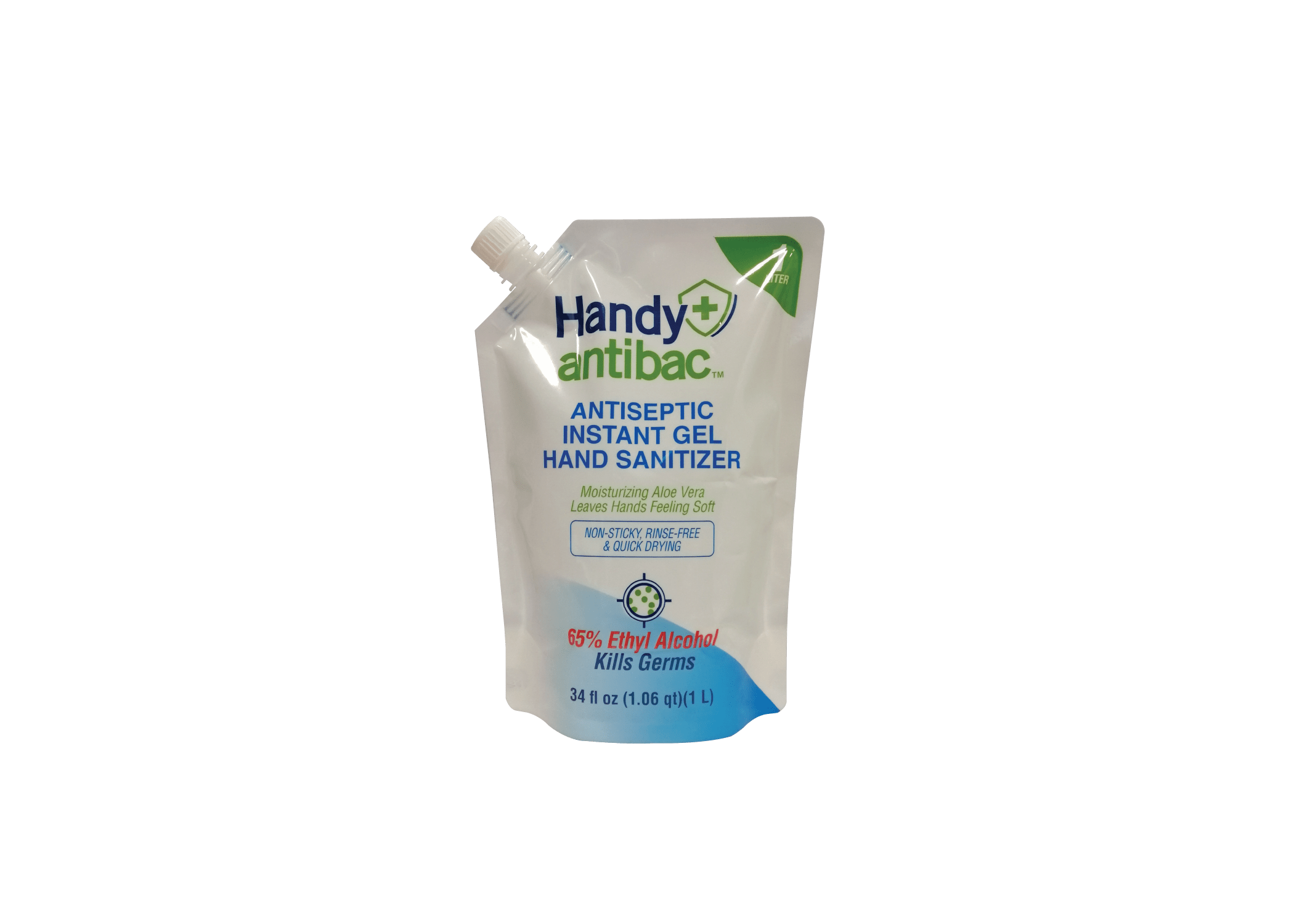 Stand up pouch with spout showing liquid packaging application for beverages and sauces